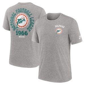 NFL MIAMI DOLPHINS NIKE 2-HIT TRI-BLEND T-SHIRT - GRAY NWT Size S